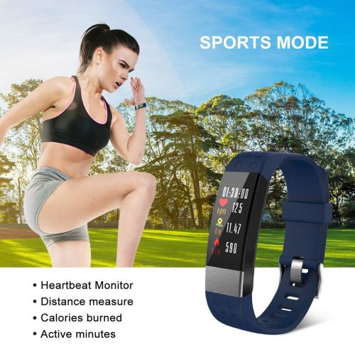  WiMiUS Fitness Tracker Color Screen, Smart Watch Heart Rate Monitor, IP67 Waterproof Activity Tracker Calorie Counter Pedometer Blood Pressure Sleep Monitor Kids Men Women Blue