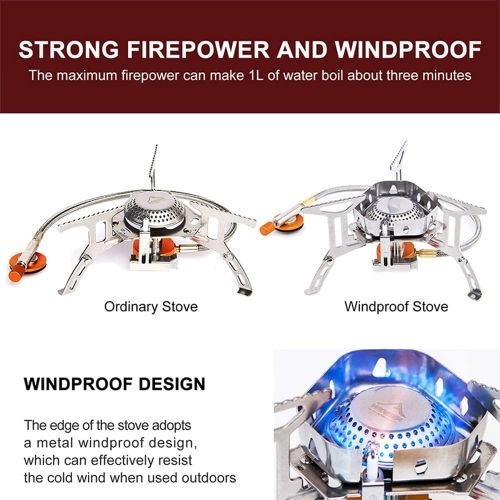  widesea Windproof Foldable Camping Stove Portable Backpacking Stoves with Piezo Ignition,3500W Gas Burner for Outdoor