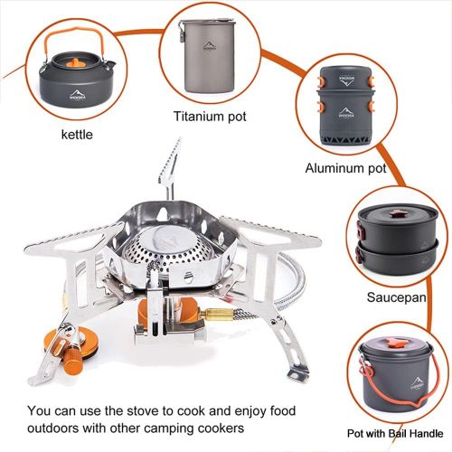  widesea Windproof Foldable Camping Stove Portable Backpacking Stoves with Piezo Ignition,3500W Gas Burner for Outdoor