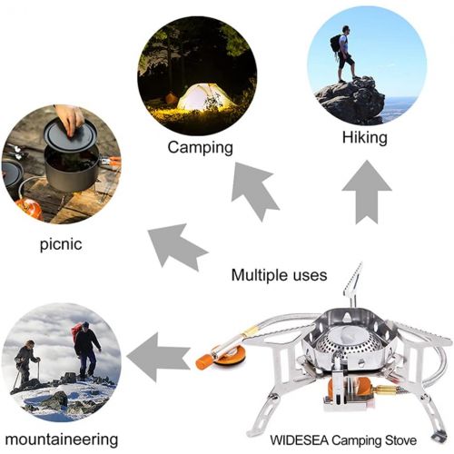  widesea Windproof Foldable Camping Stove Portable Backpacking Stoves with Piezo Ignition,3500W Gas Burner for Outdoor