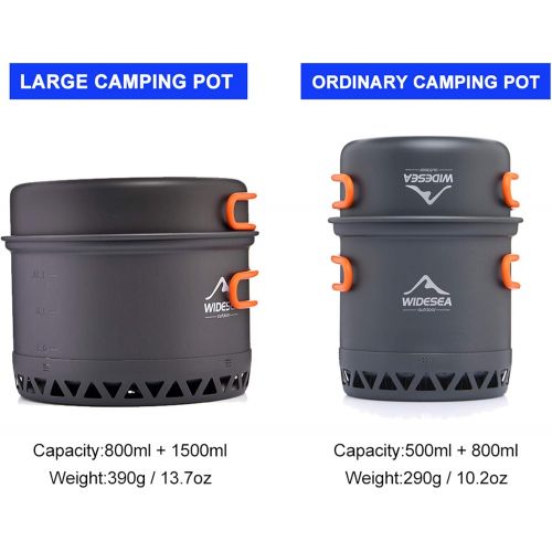  widesea Camping Cookware Outdoor Pot Pan Cooking Equipment Heat Exchange Design for Hiking Backpacking Travel