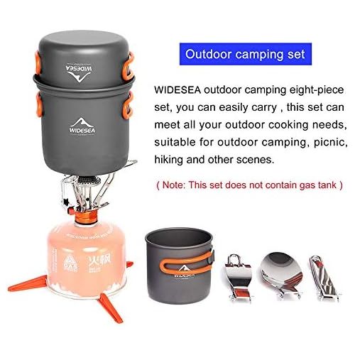  widesea 8PCS Camping Cookware Mess Kit Backpacking Outdoor Lightweight with Pot Pan Tableware