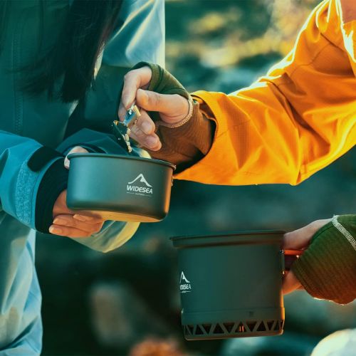  widesea Camping Cookware Outdoor Pot Pan Cooking Equipment Heat Exchange Design for Hiking Backpacking Travel