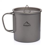 Widesea 450 ML Titanium Pot Cup Mug with Lid Foldable Handle for Outdoor Camping Picnic