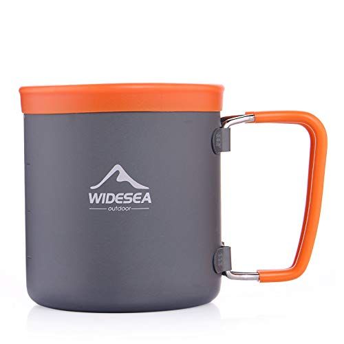  Widesea Camping Aluminum Cup Outdoor Coffee Mug Tourist Picnic Trekking Hiking with Foldable Handle