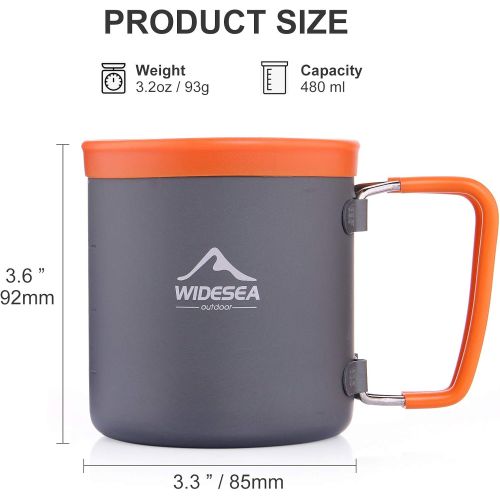  Widesea Camping Aluminum Cup Outdoor Coffee Mug Tourist Picnic Trekking Hiking with Foldable Handle