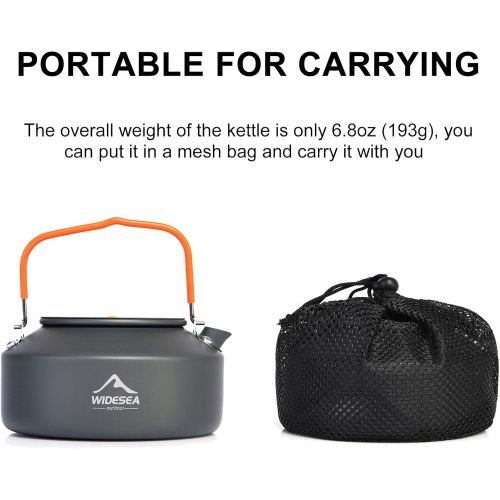  widesea 1L Camping Kettle Portable Ultralight Aluminum Teapot for Backpacking,Hiking, Camping and Picnic