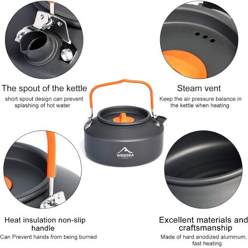 widesea 1L Camping Kettle Portable Ultralight Aluminum Teapot for Backpacking,Hiking, Camping and Picnic
