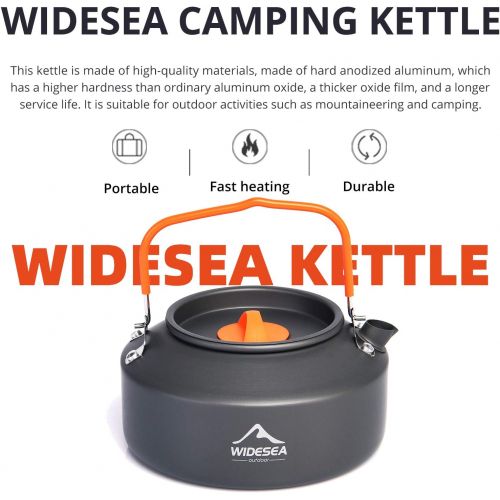  widesea 1L Camping Kettle Portable Ultralight Aluminum Teapot for Backpacking,Hiking, Camping and Picnic