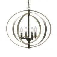 Wideskall 4-Bulbs Industrial Globe Chandelier Lighting Fixture, 22-inch Metal Cage, Oil Rubbed Bronze Finish