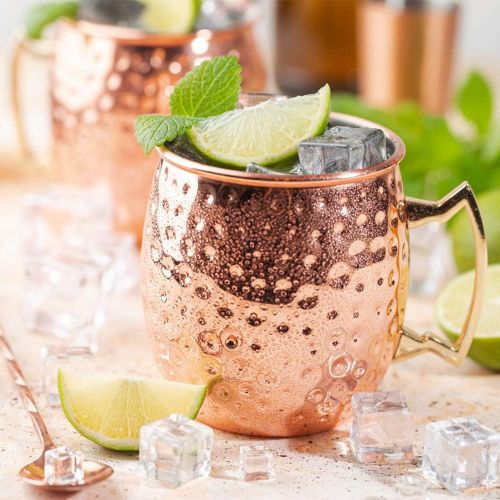  [아마존베스트]Widousy Moscow Mule Copper Mugs Set of 2 Handcrafted Copper Mugs 16 oz Gift Set with 2 Cocktail Copper Straws