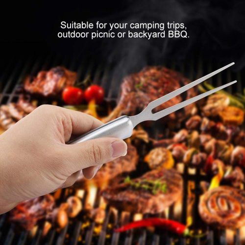  Wifehelper Stainless Steel BBQ Grilling Fork Grilling Fork Sticks Skewer Grill Set Grilling BBQ Tools for Outdoor Picnic Camping Barbecue