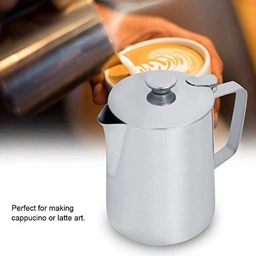  Wifehelper Milchkannchen, Edelstahl Milchaufschaumen Pitcher Kaffeetasse mit Deckel fuer Latte Coffee Art 250ml / 350ml / 600ml / 1000ml(250 ml / 8 oz)