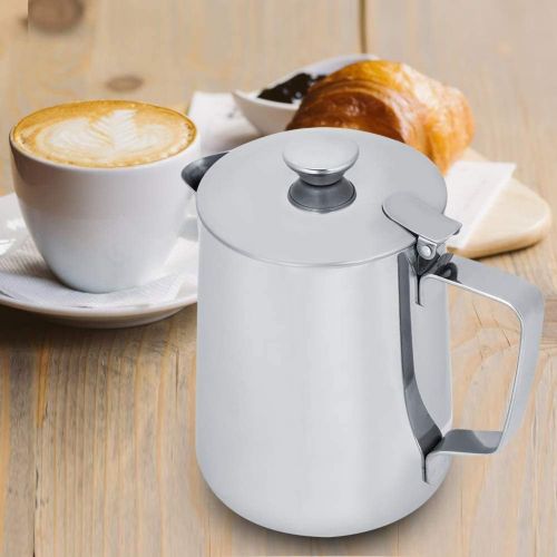  Wifehelper Milchkannchen, Edelstahl Milchaufschaumen Pitcher Kaffeetasse mit Deckel fuer Latte Coffee Art 250ml / 350ml / 600ml / 1000ml(250 ml / 8 oz)