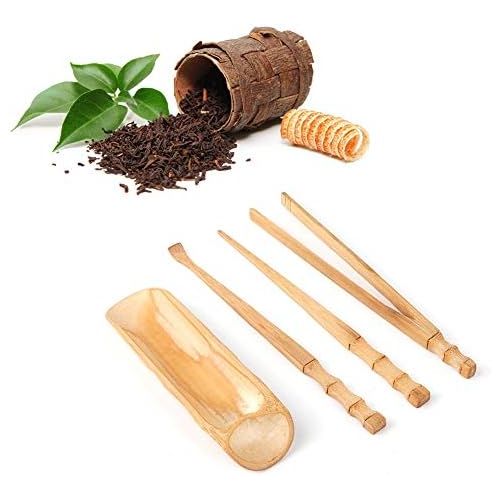  Wifehelper 4 Stuecke Natuerliche Bambus Tee-Set Chinesische Klassische Teeservice Werkzeug Teezeremonie Zubehoer Kongfu Tee-Set Zubehoer Werkzeuge