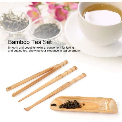  Wifehelper 4 Stuecke Natuerliche Bambus Tee-Set Chinesische Klassische Teeservice Werkzeug Teezeremonie Zubehoer Kongfu Tee-Set Zubehoer Werkzeuge