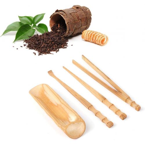  Wifehelper 4 Stuecke Natuerliche Bambus Tee-Set Chinesische Klassische Teeservice Werkzeug Teezeremonie Zubehoer Kongfu Tee-Set Zubehoer Werkzeuge