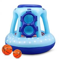 Wilbest Swimming Pool Basketball Hoop Set, Inflatable Pool Basketball Hoop with 2 Side Holes for More Basketball Shots Fun, Inflatable Hoop with 2 Balls, Summer Water Pool Toys Games for K