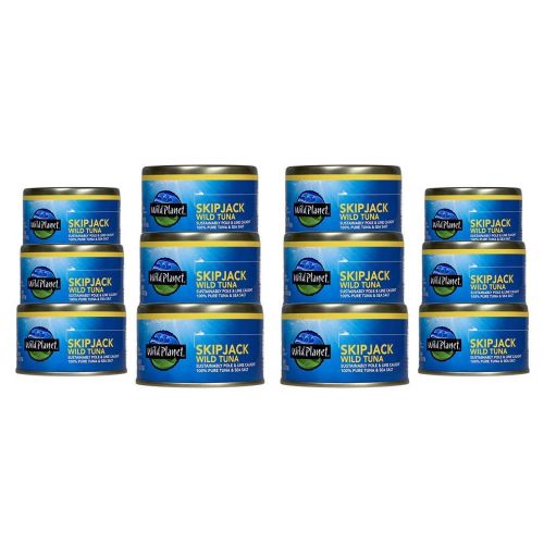  [아마존 핫딜] [아마존핫딜]Wild Planet Skipjack Wild Tuna, Sea Salt, Keto and Paleo, 3rd Party Mercury Tested, 5 Ounce (Pack of 12)