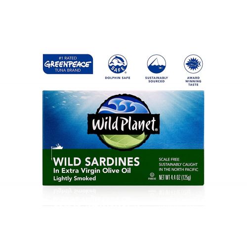  [아마존 핫딜] [아마존핫딜]Wild Planet Wild Sardines in Extra Virgin Olive Oil, Lightly Smoked, Keto and Paleo, 4.4 Ounce, Pack of 12