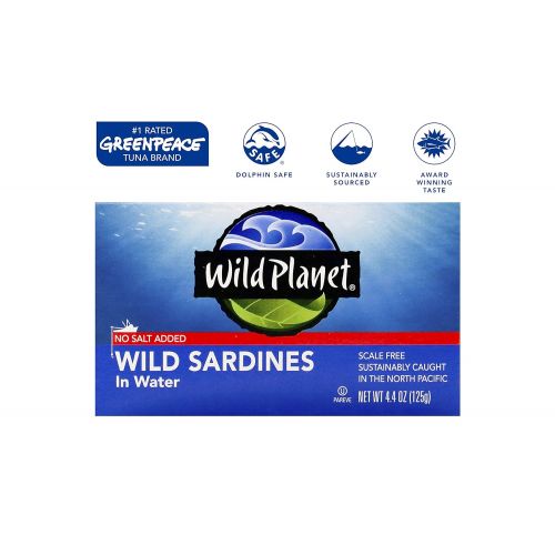  [아마존 핫딜] [아마존핫딜]Wild Planet Sardines in Water, No Salt Added, Keto and Paleo, 4.4 Ounce (Pack of 12)