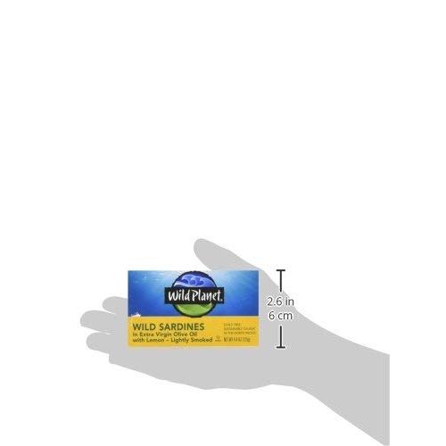  [아마존 핫딜] [아마존핫딜]Wild Planet Wild Sardines in Extra Virgin Olive Oil With Lemon, Lightly Smoked, Keto and Paleo, 4.4 Ounce (Pack of 12)