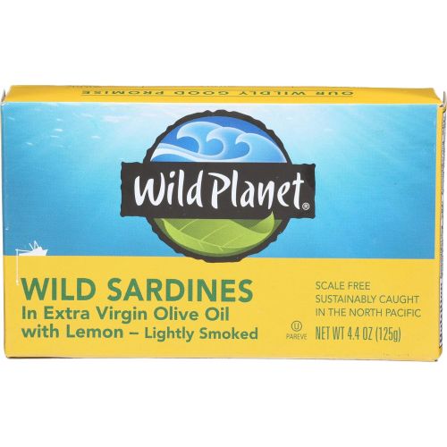  [아마존 핫딜] [아마존핫딜]Wild Planet Wild Sardines in Extra Virgin Olive Oil With Lemon, Lightly Smoked, Keto and Paleo, 4.4 Ounce (Pack of 12)