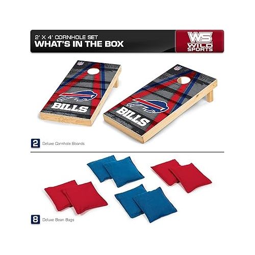  NFL Pro Football 2' x 4' Wood Direct Print Tournament Cornhole Set by Wild Sports, Comes with 8 Bean Bags - Perfect for Tailgate, Outdoor, Backyard