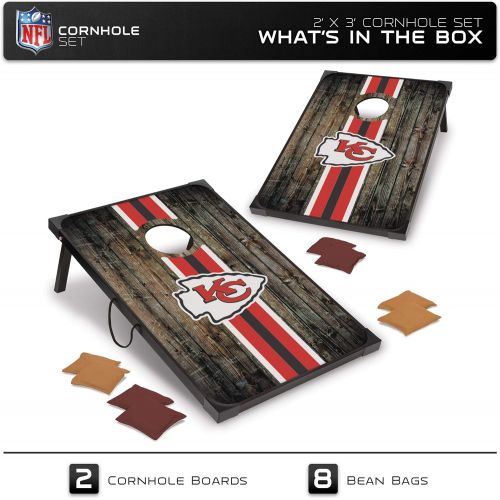  NFL Pro Football 2 x 3 MDF Wood Deluxe Cornhole Set by Wild Sports, Comes with 8 Bean Bags - Perfect for Tailgate, Outdoor, Backyard