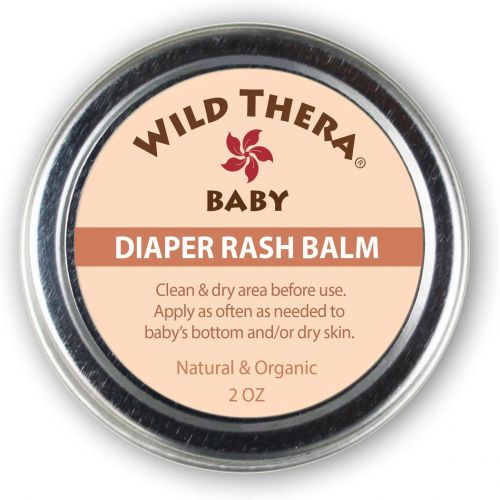  Wild Thera Diaper Rash Balm Cream. Organic herbal healing ointment remedy, skin protectant, antibacterial/antifungal with Coconut Oil, Shea Butter, Aloe, Chamomile, Lavender, Calen