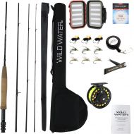Wild Water Standard Fly Fishing Starter Package, 3 or 4 Weight 7 Foot Fly Rod, 4-Piece Graphite Rod with Cork Handle, Accessories, Die Cast Aluminum Reel, Carrying Case, Fly Box Ca