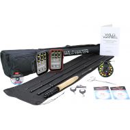 Wild Water Deluxe Fly Fishing Starter Package, 5 or 6 Weight 9 Foot Fly Rod, 4-Piece Graphite Rod with Cork Handle, Accessories, Die Cast Aluminum Reel, Carrying Case, Fly Box Case