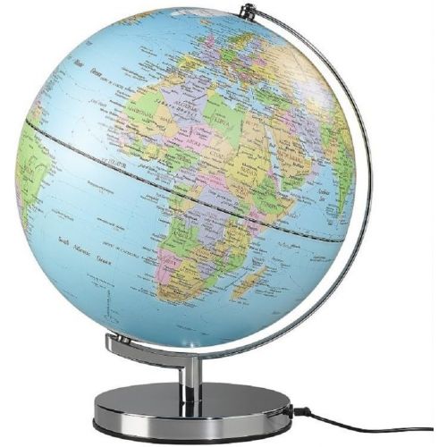  Wild Wood Illuminated Geographic World 12 Desk Globe with Stand, LED Lighting, and USB Plug, Classic (AWWL100)