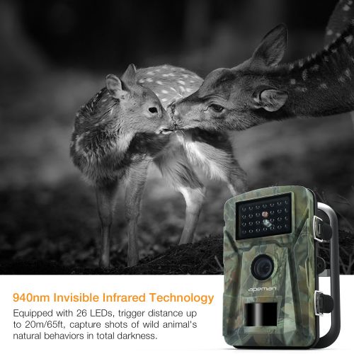  APEMAN Trail Camera 12MP 1080P 2.4 LCD Game&Hunting Camera with 940nm Upgrading IR LEDs Night Vision up to 65ft20m IP66 Spray Water Protected Design