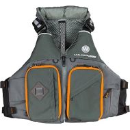 Wilderness Systems Fisher Kayaking Life Jacket - Easy Access Zippered Pockets Zippered Pockets - USCG Approved PFD - UL Type 3 Paddle Sports Life Vest - Gray