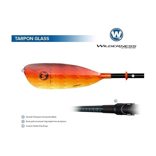  Wilderness Systems Tarpon Kayak Paddle for Recreation/Touring | Fiberglass or Carbon Fiber Blades | Adjustable Carbon/Fiberglass Shaft (220-240cm)