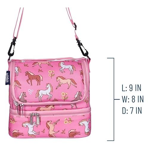  Wildkin Two Compartment Insulated Lunch Bag for Boys & Girls, Perfect for Early Elementary Lunch Box Bag, Ideal Size for Packing Hot or Cold Snacks for School & Travel Lunch Bags (Wild Horses)