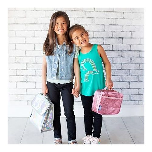  Wildkin Kids Insulated Lunch Box Bag for Boys & Girls, Reusable Kids Lunch Box is Perfect for Elementary, Ideal Size for Packing Hot or Cold Snacks for School & Travel Bento Bags (Pink Glitter)