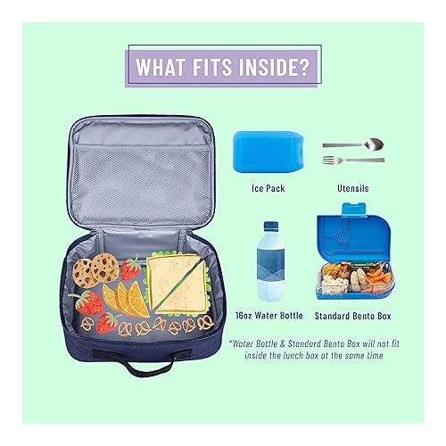  Wildkin Kids Insulated Lunch Box Bag for Boys & Girls, Reusable Kids Lunch Box is Perfect for Elementary, Ideal Size for Packing Hot or Cold Snacks for School & Travel Bento Bags (Whale Blue)