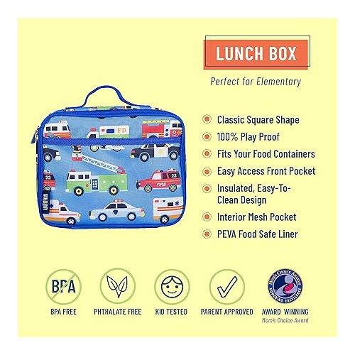  Wildkin 15 Inch Kids Backpack Bundle with Lunch Box Bag (Heroes)