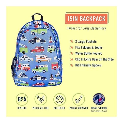  Wildkin 15 Inch Kids Backpack Bundle with Lunch Box Bag (Heroes)