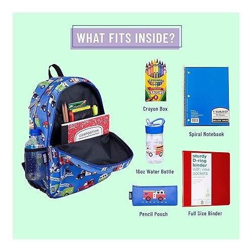  Wildkin 15 Inch Kids Backpack Bundle with Lunch Box Bag (Heroes)