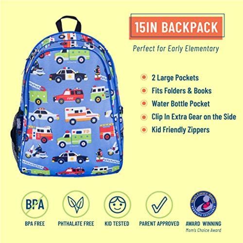  [아마존베스트]Wildkin 15 Inch Backpack, Extra Durable Backpack with Padded Straps and Interior Moisture-Resistant Lining, Perfect for School or Travel, Olive Kids Design  Heroes