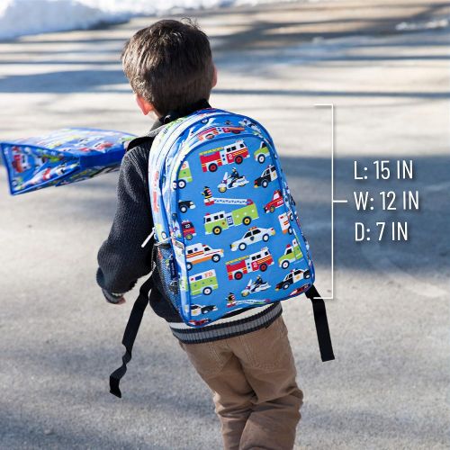  [아마존베스트]Wildkin 15 Inch Backpack, Extra Durable Backpack with Padded Straps and Interior Moisture-Resistant Lining, Perfect for School or Travel, Olive Kids Design  Heroes