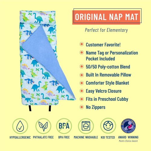  [아마존베스트]Wildkin Nap Mat with Pillow for Toddler Boys and Girls, Perfect Size for Daycare and Preschool, Designed to Fit on a Standard Cot, Patterns Coordinate with Our Lunch Boxes and Back