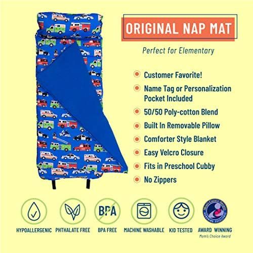  [아마존베스트]Wildkin Nap Mat with Pillow for Toddler Boys and Girls, Perfect Size for Daycare and Preschool, Designed to Fit on a Standard Cot, Patterns Coordinate with Our Lunch Boxes and Back