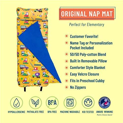  [아마존베스트]Wildkin Nap Mat with Pillow for Toddler Boys and Girls, Perfect Size for Daycare and Preschool, Designed to Fit on a Standard Cot, Patterns Coordinate with Our Lunch Boxes and Back