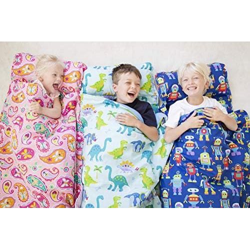  [아마존베스트]Wildkin Nap Mat with Pillow for Toddler Boys and Girls, Perfect Size for Daycare and Preschool, Designed to Fit on a Standard Cot, Patterns Coordinate with Our Lunch Boxes and Back