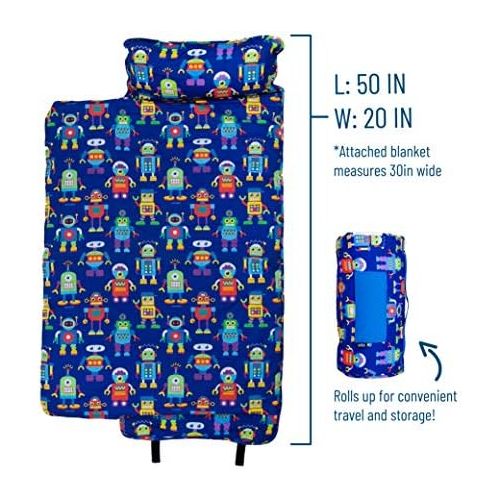  [아마존베스트]Wildkin Nap Mat with Pillow for Toddler Boys and Girls, Perfect Size for Daycare and Preschool, Designed to Fit on a Standard Cot, Patterns Coordinate with Our Lunch Boxes and Back