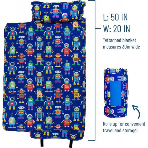  [아마존베스트]Wildkin Nap Mat with Pillow for Toddler Boys and Girls, Perfect Size for Daycare and Preschool, Designed to Fit on a Standard Cot, Patterns Coordinate with Our Lunch Boxes and Back